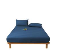 THBGTCNQ 3pcs Elastic Solid Color Fitted Bed Sheet Pillowcase for Home Queen Size Sheets(M,152x203x46cm)