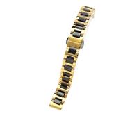 THBGTCNQ Ceramic Stainless Steel Watch Band Quick Release Metal Folding Buckle Universal Wristband(Gold black,18mm)