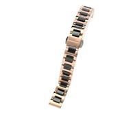 THBGTCNQ Ceramic Stainless Steel Watch Band Quick Release Metal Folding Buckle Universal Wristband(Rose gold black,13mm)
