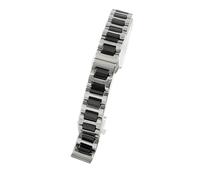 THBGTCNQ Ceramic Stainless Steel Watch Band Quick Release Metal Folding Buckle Universal Wristband(Silver black,17mm)