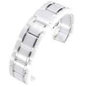 THBGTCNQ Ceramic Watch Band Quick-release Design Stainless Steel Folding Clasp Unisex Replacement Wristband(White silver,16mm)