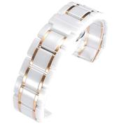 THBGTCNQ Ceramic Watch Band Quick-release Design Stainless Steel Folding Clasp Unisex Replacement Wristband(White rose gold,24mm)