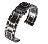 THBGTCNQ Ceramic Watch Band Quick-release Design Stainless Steel Folding Clasp Unisex Replacement Wristband(Black gold,17mm)
