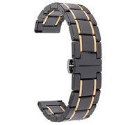 THBGTCNQ Ceramic Watch Band, Quick-Release Stainless Steel Universal Watch Strap(Black Gold,18mm)