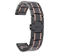 THBGTCNQ Ceramic Watch Band, Quick-Release Stainless Steel Universal Watch Strap(Black Rose Gold,20mm)