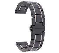 THBGTCNQ Ceramic Watch Band, Quick-Release Stainless Steel Universal Watch Strap(Black Silver,24mm)