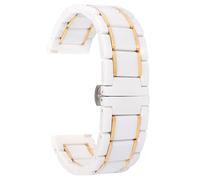 THBGTCNQ Ceramic Watch Band, Quick-Release Stainless Steel Universal Watch Strap(White Gold,20mm)