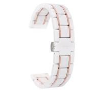 THBGTCNQ Ceramic Watch Band, Quick-Release Stainless Steel Universal Watch Strap(White Rose Gold,16mm)