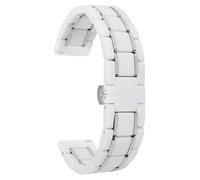 THBGTCNQ Ceramic Watch Band, Quick-Release Stainless Steel Universal Watch Strap(White Silver,14mm)