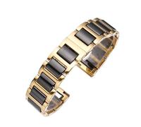 THBGTCNQ Stainless Steel Ceramic Watch with Quick Release Folding Clasp Unisex Watch Accessories(Gold black,18mm)