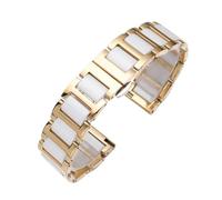 THBGTCNQ Stainless Steel Ceramic Watch with Quick Release Folding Clasp Unisex Watch Accessories(Gold white,12mm)