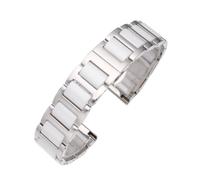 THBGTCNQ Stainless Steel Ceramic Watch with Quick Release Folding Clasp Unisex Watch Accessories(Silver white,22mm)