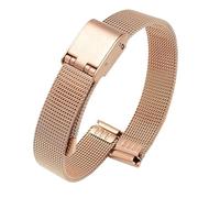THBGTCNQ Stainless Steel Mesh Watch Band Metal Woven Wristband 8mm 10mm 12mm 14mm 16mm 18mm 20mm 22mm 24mm Universal Watch Band(Rose gold,8mm)