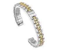 THBGTCNQ Stainless Steel Metal Watch Band Women's Universal Replacement Wristband(Silver Gold_13mm)