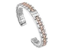 THBGTCNQ Stainless Steel Metal Watch Band Women's Universal Replacement Wristband(Silver Rose Gold_17mm)