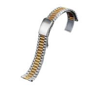 THBGTCNQ Stainless Steel Watch Band 10mm 12mm 14mm 16mm Universal Metal Watch Band for Smart Watch Quartz Watch Men Women Silver Gold Bracelet(Silver Gold,10mm)