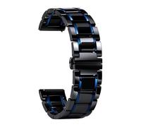 THBGTCNQ Watch Strap Ceramic Quick-Release Watch Band Stainless Steel Folding Clasp Unisex(Black-Blue,16mm)