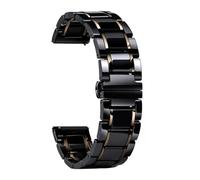 THBGTCNQ Watch Strap Ceramic Quick-Release Watch Band Stainless Steel Folding Clasp Unisex(Black-Rose Gold,19mm)