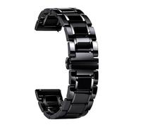 THBGTCNQ Watch Strap Ceramic Quick-Release Watch Band Stainless Steel Folding Clasp Unisex(Black-Silver,19mm)