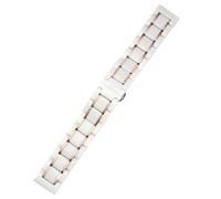 THBGTCNQ Watch Strap Ceramic Quick-Release Watch Band Stainless Steel Folding Clasp Unisex(White Rose Gold,24mm)