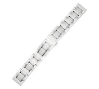 THBGTCNQ Watch Strap Ceramic Quick-Release Watch Band Stainless Steel Folding Clasp Unisex(White Silver,16mm)