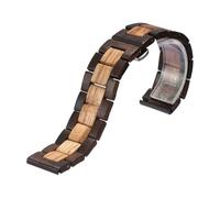 THBGTCNQ Wooden Watch Strap Quick-release Design Stainless Steel Folding Clasp Unisex Replacement Watch Band(Black-brown,23mm)