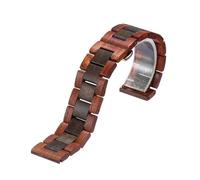 THBGTCNQ Wooden Watch Strap Quick-release Design Stainless Steel Folding Clasp Unisex Replacement Watch Band(Red-black,22mm)