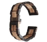 THBGTCNQ Wooden Watch Strap, Quick-Release, Stainless Steel Folding Clasp, Universal Replacement Wrist Band(Black Brown,21mm)
