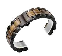 THBGTCNQ Wooden Watch Straps Unisex Replacement Wristbands Quick Release Stainless Steel Folding Buckle Watch Band(Black Brown,23mm)