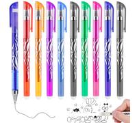 Thboxes 10 Pcs Erasable Gel Pens, 0.5 mm Eraser Pens with Rubbers on the End Colored Ink Rub out or School Homework Office Notes Kids Adults Writing Drawing Stationery Supplies