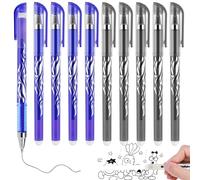 Thboxes 10 Pcs Erasable Pens, 0.5 mm Eraser Gel Pens with Rubbers on the End, Black Blue Ink Rub out Pens for School Homework Office Notes Writing Drawing Stationery Supplies and Valentine's Day gift