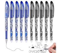 Thboxes 12 Erasable Gel Pens, Eraser Pens with Rubbers on the End, Include 6 Black and 6 Blue Erasable Pens Refill, Rub out Pens Pens for School Homework, Office Notes, Kids Adults Writing Stationery