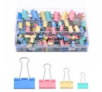Thboxes 180Pcs Binder Clips, Assorted Sizes Foldback Clips 32mm 25mm 19mm 15mm Metal Paper Clips Clamps Durable Colored Clips for Office, Home, School, Photo Holding, Kitchen Food Bag Sealing
