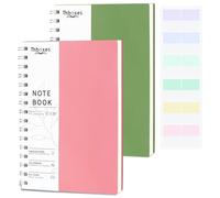 Thboxes 2 Pack A5 Spiral Notebook, 400 Pages Notepad Wirebound Notebook, 100GSM Thick Paper for Women Men Office School, PVC Hardcover, 14.5 X 21 cm (Pink & Green)