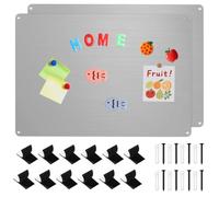 Thboxes 2 Pack Magnetic Board, 17" x 11.8" Metal Magnet Board for Wall Magnet Bulletin Boards for Cabinet Refrigerator Home Office to Display Magnetic Spice Jars Fridge Magnets Notes Photos (Silver)