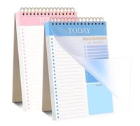 Thboxes 2 Pack To Do List Notebook, Undated Daily Planner A5 Spiral 52 Sheets/104 Page To Do List Pad with Protective Cover for Work Study and Personal Oraganizer（Pink+Blue）
