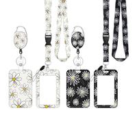 Thboxes 2 Packs Retractable Badge Holder with Lanyard, ID Card Holder with Reel and Adjustable Lanyards Vertical ID Protector Badge for Office Teacher Nurse Student(Floral)