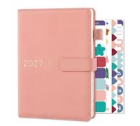 Thboxes 2027 Diary A5 Page A Day, 12 Month Full Year Daily Planner from Jan. 2027 to Dec. 2027, Hardcover Organiser Journal Notebook with 4pcs Stickers for School Home Office, 21×14 cm (Pink)