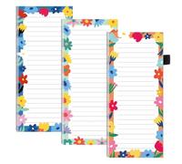 Thboxes 3 Pack Magnetic Shopping List Pad for Fridge, To Do List Pad Totally 180 Sheets Tear off Magnetic Notepad for Refrigerator, Grocery List Magnet Pad with Pen Loop, 21 X 9 cm - Flower