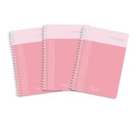 Thboxes 3 Pack Spiral Notebook A4, Lined Wirebound Notebooks Bulk Journals 200 Pages /100 Sheets, College Ruled Paper Features 4-Hole Punch Margins and Perforated Edges, 29.7 x 22cm (Pink)