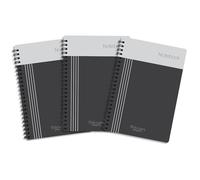 Thboxes 3 Pack Spiral Notebook A4, Lined Wirebound Notebooks Bulk Journals 200 Pages /100 Sheets, College Ruled Paper Features 4-Hole Punch Margins and Perforated Edges, 29.7 x 22cm (Black)