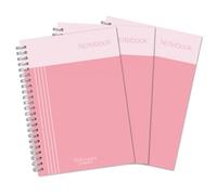 Thboxes 3 Pack Spiral Notebook A5, Lined Wirebound Notebooks Bulk Journals 200Pages /100 Sheets, College Ruled Paper for Women Men Business Office School Travel, 14.8 x 21cm (Pink)