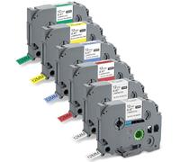 Thboxes 6 Pack Compatible with 12mm TZe-231TZe-431TZe-531TZe-631 TZe-731 Brother Label Printer Tape and Brother P-Touch for PT-H100LB/H105/H107B/D210/E110/D400/D600VP/1000/1010/1280, Black on Color