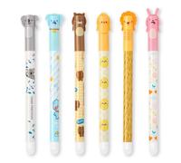 Thboxes 6 Pcs Erasable Pens, Rub Out 0.5 mm Black Blue Eraser Pen Gel Pens for Writing Drawing Note Taking Kids Adults Office School Supplies, Animal Prints