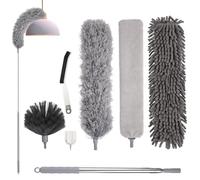 Thboxes 7 Pcs Feather Duster, Extendable Cobweb Brush, 100 Inch Pole Kit