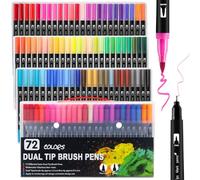 Thboxes 72 Colours Colouring Pens, Dual Tip Marker Felt Tip Pens Brush Pen Water-Based Markers for Adult Kids Scrapbooking Colouring Drawing Sketching Journaling Calligraphy DIY