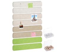 Thboxes 8 Pack Felt Bulletin Board Strips, 13x2 Inch Self Adhesive Felt Pin Boards with 50 Pushpins and 10 Wooden Clips Push Pins, Cork Board for Walls Home Office Decor(Camel Color Theme)