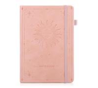 Thboxes A5 Lined Journal Notebook, Hardcover Leather Journals for Women Men Gifts Office School with 60 Label Stickers, 200 Pages 100gsm Thick Paper, 21.5 X 14.5 cm - Pink