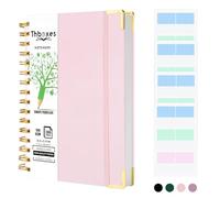 Thboxes A5 Notebook, 300 Pages A5 Notepad Spiral Notebook, 100GSM College Ruled Paper Hardback Notebooks for Women Men Office School, 24 Labels, 15 X 21.5 cm, Pink