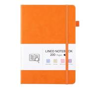 Thboxes A5 Notebook, PU Leather Hardcover Notepad with Lined Pages, 200 Pages Journal Notebook for Office, School, College, Home & Business, Orange